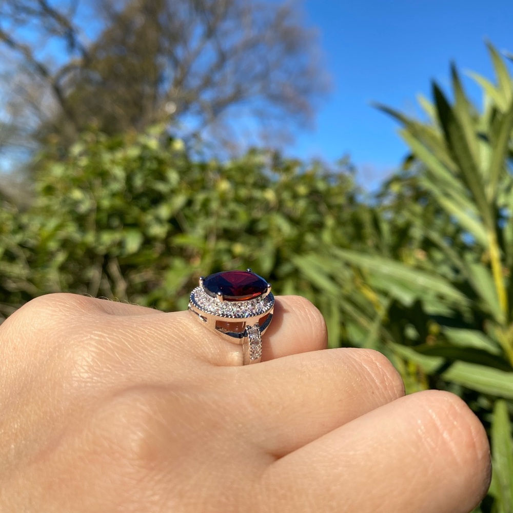 NEW Oval Cut 2.95ct Garnet 925 Silver Ring - Picture 5 of 8